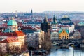 Prague panorama city skyline and Charles Bridge, Prague, Czech R Royalty Free Stock Photo