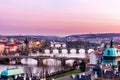 Prague panorama city skyline and Charles Bridge, Prague, Czech R Royalty Free Stock Photo