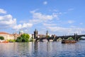 Prague panorama city skyline and Charles Bridge, Prague, Czech R Royalty Free Stock Photo