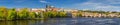 Prague panorama city skyline with Old Town, Prague Castle, Charles Bridge, St. Vitus Cathedral. Prague, Czech Republic Royalty Free Stock Photo