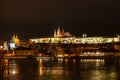 Prague panorama night scene Royalty Free Stock Photo