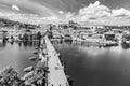 Prague panorama with Prague Castle, and Charles Bridge over Vltava River. View from Old Town Bridge Tower, Czech Royalty Free Stock Photo