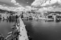 Prague panorama with Prague Castle, and Charles Bridge over Vltava River. View from Old Town Bridge Tower, Czech Royalty Free Stock Photo