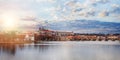 Prague panorama. View of Charles Bridge and Vltava in Prague Czech Republic. Prague landmarks Royalty Free Stock Photo