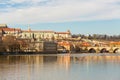 Prague panoramic view postcard historical part of the city of Karlov bridge