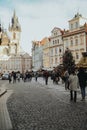 Prague praha Czech Republic church square people christmas tree