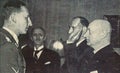 Emanuel Moravec greets Reinhard Heydrich, Deputy Reich Protector of the Protectorate of Bohemia and Moravia