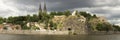 Prague River bank at dramatic lightning