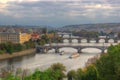 Prague`s bridges - pictur during sunset Royalty Free Stock Photo