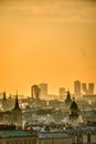 Prague silhouette at morning sunrise