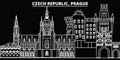 Prague silhouette skyline. Czech Republic - Prague vector city, czech linear architecture, buildings. Prague travel