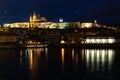 Prague skyline panorama. Czech Republic castle night cityscape. Europe traditional old city for tourism Royalty Free Stock Photo