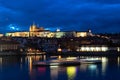 Prague skyline panorama. Czech Republic castle night cityscape. Europe traditional old city for tourism Royalty Free Stock Photo