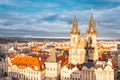 Prague skyline panorama. Czech Republic castle night cityscape. Europe traditional old city for tourism Royalty Free Stock Photo