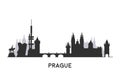 Prague skyline silhouette.