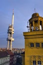 Prague skyline with Zizkov television tower transmitter, Czech republic Royalty Free Stock Photo