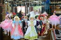 Prague souvenirs, traditional puppets made from wood in the gift shop. Prague is the capital and largest city of the Czech. Royalty Free Stock Photo