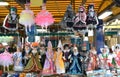 Prague souvenirs, traditional puppets made from wood in the gift shop. Prague is the capital and largest city of the Czech. Royalty Free Stock Photo
