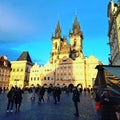 Prague square eveninig Royalty Free Stock Photo