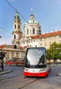 Prague, St. Nicholas Church, Public Transport Royalty Free Stock Photo