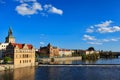 Prague Stare Mesto embankment view from Charles bridge