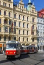 Prague, Street car and old style apartment building