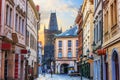 Prague street Celetna, part of the Royal Route close to the Powder Gate, Czech Republic Royalty Free Stock Photo