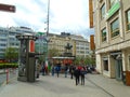 Prague street full of people and tourists