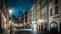 Prague Street Night Dawn Sky House Lantern