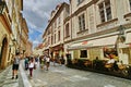 Prague street with tourists Royalty Free Stock Photo