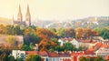 Prague sunset landscape from view to vysehrad Royalty Free Stock Photo