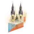 Prague symbol illustration.