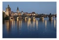 Prague tower and bridge by night Royalty Free Stock Photo