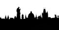 Prague towers silhouettes from Charles Bridge