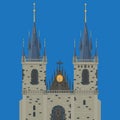 Prague town, Czech Republic. Church of Mother of God before Tyn, Old Town Square in European city. Famous, tourists travel