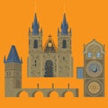 Prague town, Czech Republic. Church of Mother of God before Tyn, Old Town Square in European city. Famous, tourists travel Royalty Free Stock Photo