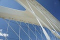 Prague Troja bridge - detail of top part, modern architecture, bowstring arch bridge on Vltava river