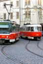 Prague Trolley Cars Royalty Free Stock Photo