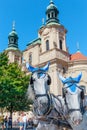 Prague. Two white horses Royalty Free Stock Photo