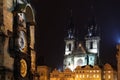 Prague - Tynsky palace and astronimical clock Royalty Free Stock Photo