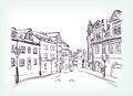 Prague vector sketch street line art souveneer