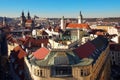 Prague seen from Powder Tower - landmark attraction in Czech Republic. Royalty Free Stock Photo