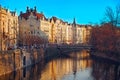 Panorama. Landmark attraction landscape in Prague: Vltava River - Czech Republic Royalty Free Stock Photo