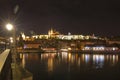 Prague, Vltava river, Hradcany castle, Czech republic - view from Charle`s bridge, night scene Royalty Free Stock Photo