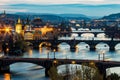 Pragues bridges at nights