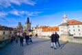 2019 11, Praha, Czech. City of Prague in Bohemia which attracts many tourists to the cobbled streets Royalty Free Stock Photo