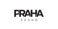 Praha in the Czech emblem. The design features a geometric style, vector illustration with bold typography in a modern font. The