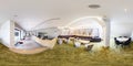 PRAHA, Czech Republic - JULY 22, 2014: Full 360 panorama in equirectangular spherical projection in stylish cafe complex Central