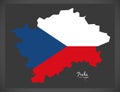 Praha map of the Czech Republic with national flag illustration Royalty Free Stock Photo