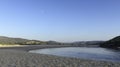 Praia da Amoreira, with new moon early evening with river Royalty Free Stock Photo
